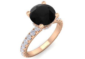2.5 Carat Round Shape Hidden Halo Black Moissanite Engagement Ring In 14K Rose Gold (3.40 G) By SuperJeweler
