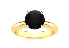 2 Carat Black Moissanite Solitaire Engagement Ring In 14K Yellow Gold (2 G) By SuperJeweler