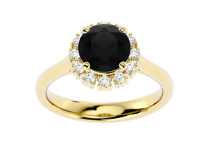 2 1/3 Carat Halo Black Moissanite Engagement Ring In 14K Yellow Gold (4.40 G) By SuperJeweler