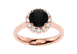 2 1/3 Carat Halo Black Moissanite Engagement Ring In 14K Rose Gold (4.40 G) By SuperJeweler