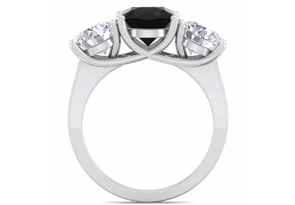 4 Carat Black Moissanite Three Stone Engagement Ring In 14K White Gold (4.40 G) By SuperJeweler