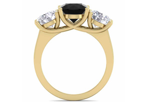 4 Carat Black Moissanite Three Stone Engagement Ring In 14K Yellow Gold (4.40 G) By SuperJeweler