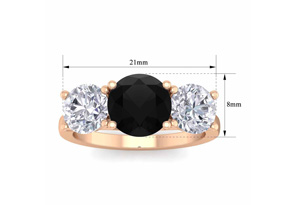 4 Carat Black Moissanite Three Stone Engagement Ring In 14K Rose Gold (4.40 G) By SuperJeweler