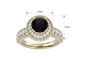3 1/2 Carat Black Moissanite Halo Engagement Ring In 14K Yellow Gold (4.40 G) By SuperJeweler