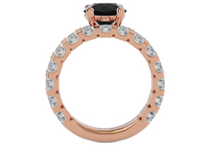 5 Carat Round Black Moissanite Bridal Ring Set In 14K Rose Gold (6.50 G), Size 4 By SuperJeweler