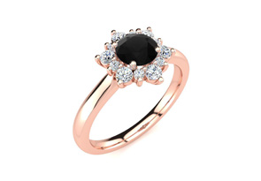 2 3/4 Carat Round Shape Flower Halo Black Moissanite Engagement Ring In 14K Rose Gold (5.30 G) By SuperJeweler