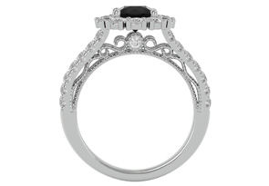 4 Carat Black Moissanite Halo Engagement Ring In 14K White Gold (8.20 G) By SuperJeweler