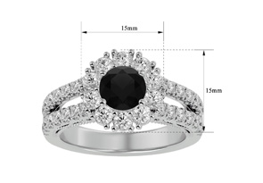 4 Carat Black Moissanite Halo Engagement Ring In 14K White Gold (8.20 G) By SuperJeweler