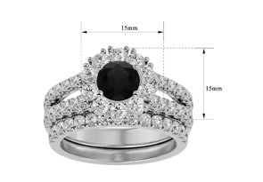 4 1/2 Carat Black Moissanite Bridal Ring Set In 14K White Gold (10.40 G), Size 4 By SuperJeweler