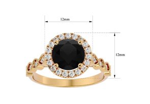 2.5 Carat Halo Black Moissanite Engagement Ring In 14K Yellow Gold (1.80 G) By SuperJeweler