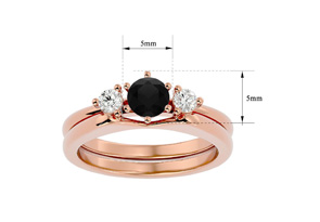 1/2 Carat Black Moissanite Solitaire Ring W/ 1/5 Carat Enhancer In 14K Rose Gold (6.40 G) By SuperJeweler