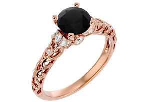 1 3/4 Carat Vintage Black Moissanite Engagement Ring In 14K Rose Gold (3.20 G) By SuperJeweler