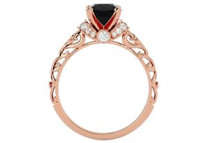 1 3/4 Carat Vintage Black Moissanite Engagement Ring In 14K Rose Gold (3.20 G) By SuperJeweler