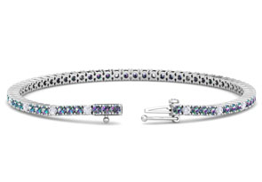 3 Carat Mystic Topaz & Diamond Alternating Tennis Bracelet In 14K White Gold (8 G), 6 Inches, J/K By SuperJeweler