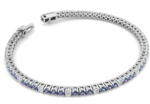 3 Carat Mystic Topaz & Diamond Alternating Tennis Bracelet In 14K White Gold (8 G), 6 Inches, J/K By SuperJeweler