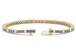 3 3/4 Carat Mystic Topaz & Diamond Alternating Tennis Bracelet In 14K Yellow Gold (9.3 G), 7 Inches, J/K By SuperJeweler