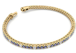 3 3/4 Carat Mystic Topaz & Diamond Alternating Tennis Bracelet In 14K Yellow Gold (9.3 G), 7 Inches, J/K By SuperJeweler