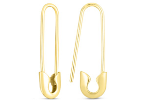14K Yellow Gold (1.29 G) Safety Pin Earrings, 1 Inch By SuperJeweler