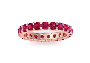 14K Rose Gold (3.30 G) 1 Carat Round Ruby Eternity Band, Size 8 By SuperJeweler