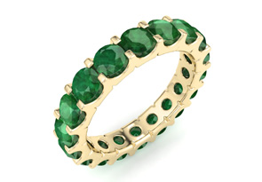 14K Yellow Gold (3.50 G) 3 Carat Round Emerald Eternity Band, Size 4 By SuperJeweler