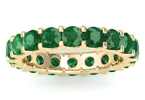14K Yellow Gold (3.50 G) 3 Carat Round Emerald Eternity Band, Size 5 By SuperJeweler