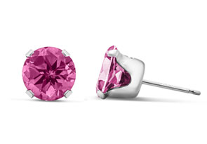 3 Carat Created Pink Sapphire Earrings in Sterling Silver, 8MM by SuperJeweler