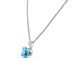 1.5 Carat Blue Topaz Necklace In Sterling Silver, 8MM, 18 Inch Chain By SuperJeweler