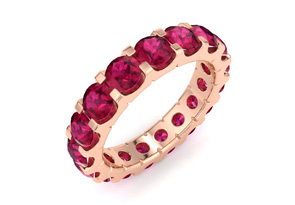 14K Rose Gold (5.9 G) 4 Carat Round Ruby Eternity Band, Size 6.5 By SuperJeweler