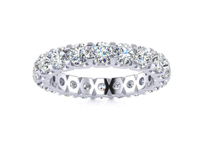 Platinum 3 Carat Round Lab Grown Diamond Eternity Ring, G-H, Size 6.5 By SuperJeweler