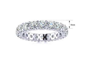 Platinum 3 Carat Round Lab Grown Diamond Eternity Ring, G-H, Size 6.5 By SuperJeweler
