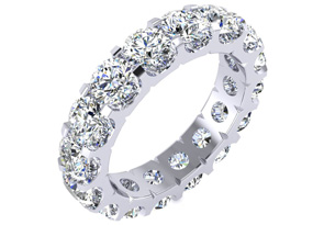 Platinum 5 Carat Round Lab Grown Diamond Eternity Ring, G-H Color, Size 7 By SuperJeweler