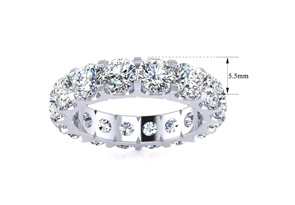 Platinum 5 Carat Round Lab Grown Diamond Eternity Ring, G-H Color, Size 7.5 By SuperJeweler