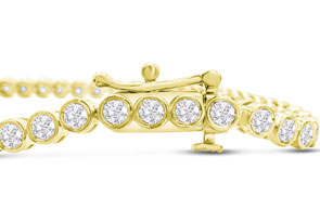 3 Carat Bezel Diamond Bracelet In 14K Yellow Gold (10 G), 7 Inches (, I1-I2) By SuperJeweler