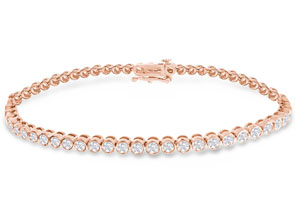 3 Carat Bezel Diamond Bracelet In 14K Rose Gold (10 G), 7 Inches (, I1-I2) By SuperJeweler
