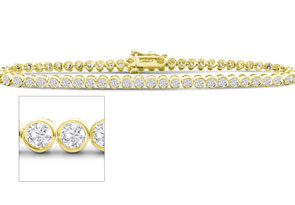 3 Carat Bezel Moissanite Bracelet In 14K Yellow Gold (10 G), 7 Inches, E/F Color By SuperJeweler