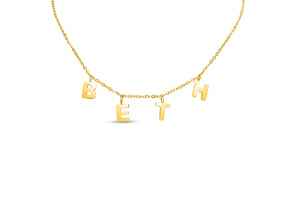 Big Girls Personalized Name Necklace, Choose White Gold Or Yellow Gold Overlay, 4 Letters. So Cute, 16 Inch Chain By SuperJeweler