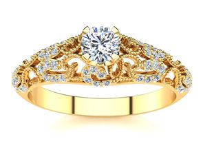 1/4 Carat Vintage Diamond Engagement Ring In 14K Yellow Gold (2.7 G)-SEMI MOUNT (, SI2-I1) By SuperJeweler