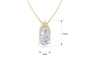 7/8 Carat Pear Shape Diamond Necklace In 14K Yellow Gold (0.7 G), 18 Inches (, I1-I2 Clarity Enhanced) By SuperJeweler