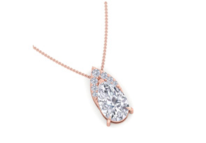 7/8 Carat Pear Shape Diamond Necklace In 14K Rose Gold (0.7 G), 18 Inches (, I1-I2 Clarity Enhanced) By SuperJeweler