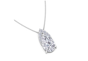 7/8 Carat Pear Shape Lab Grown Diamond Necklace In 14K White Gold (0.7 G), 18 Inches, G/H Color By SuperJeweler