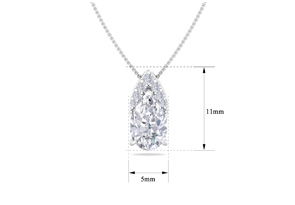 7/8 Carat Pear Shape Lab Grown Diamond Necklace In 14K White Gold (0.7 G), 18 Inches, G/H Color By SuperJeweler