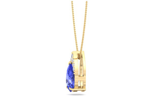 7/8 Carat Pear Shape Tanzanite & Diamond Necklace In 14K Yellow Gold (0.7 G), 18 Inches (, I1-I2 Clarity Enhanced) By SuperJeweler