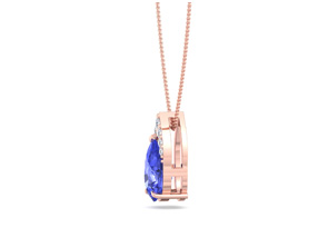 7/8 Carat Pear Shape Tanzanite & Diamond Necklace In 14K Rose Gold (0.7 G), 18 Inches (, I1-I2 Clarity Enhanced) By SuperJeweler