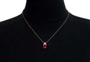 7/8 Carat Pear Shape Ruby & Diamond Necklace In 14K Rose Gold (0.7 G), 18 Inches (, I1-I2 Clarity Enhanced) By SuperJeweler