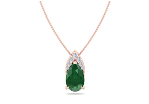 7/8 Carat Pear Shape Emerald Cut Necklace W/ Diamonds In 14K Rose Gold (0.7 G), 18 Inch Chain (, I1-I2) By SuperJeweler