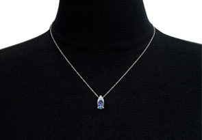 7/8 Carat Pear Shape Mystic Topaz Necklace W/ Diamonds In 14K White Gold (0.7 G), 18 Inches, (, I1-I2) By SuperJeweler