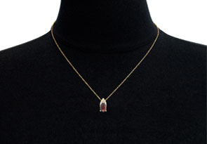 7/8 Carat Pear Shape Garnet & Diamond Necklace In 14K Yellow Gold (0.7 G), 18 Inches (, I1-I2 Clarity Enhanced) By SuperJeweler