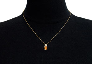 7/8 Carat Pear Shape Citrine & Diamond Necklace In 14K Yellow Gold (0.7 G), 18 Inches (, I1-I2 Clarity Enhanced) By SuperJeweler