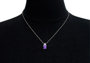 7/8 Carat Pear Shape Amethyst & Diamond Necklace In 14K White Gold (0.7 G), 18 Inches (, I1-I2 Clarity Enhanced) By SuperJeweler