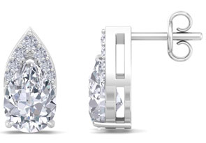 1 3/4 Carat Pear Shape Diamond Earrings In 14K White Gold (1.4 G) (, I1-I2 Clarity Enhanced) By SuperJeweler